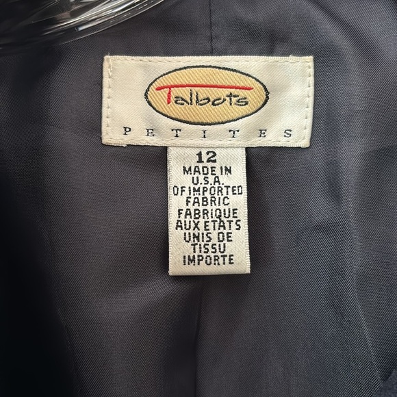 Talbots Petites 100%  Wool Blazer Jacket Double Breasted Career Blue Size 12 - Picture 4 of 6